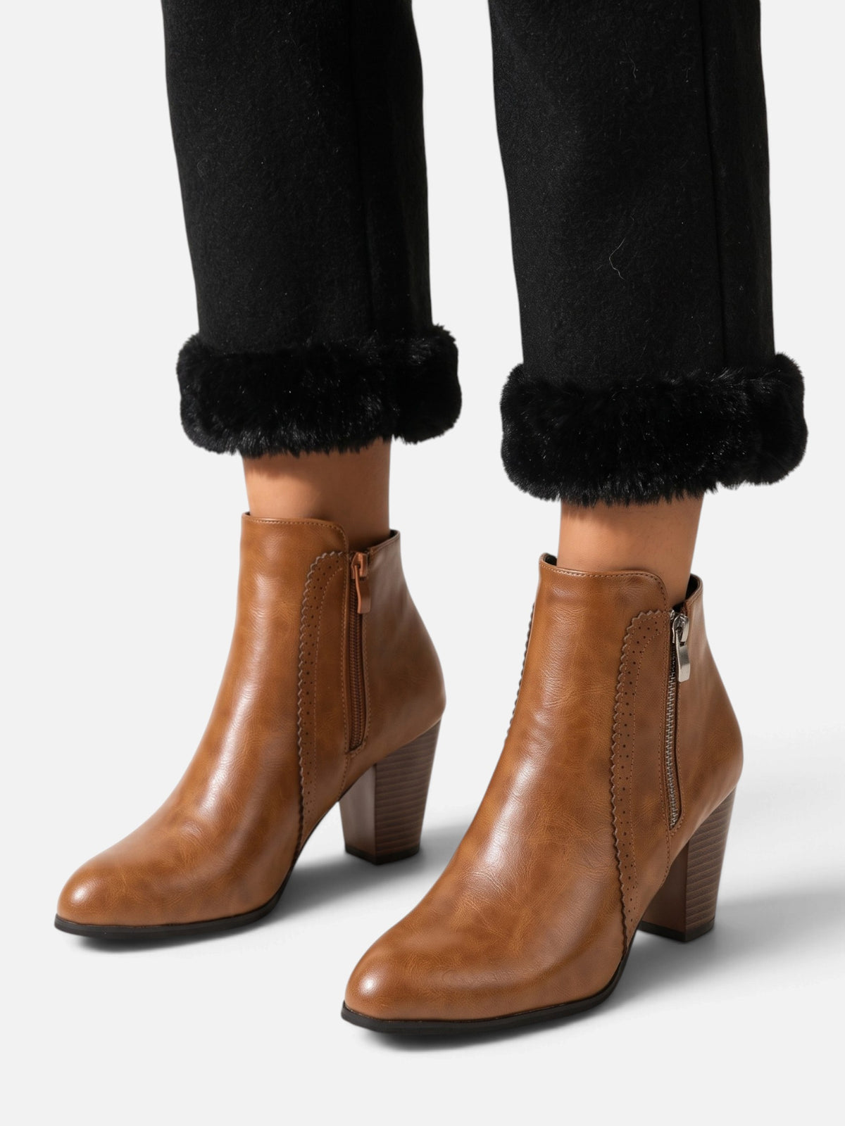 Bottines Femme Cuir Talon Carré Zip Latéral