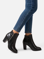 Bottines Femme Cuir Talon Carré Zip Latéral