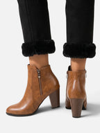 Bottines Femme Cuir Talon Carré Zip Latéral