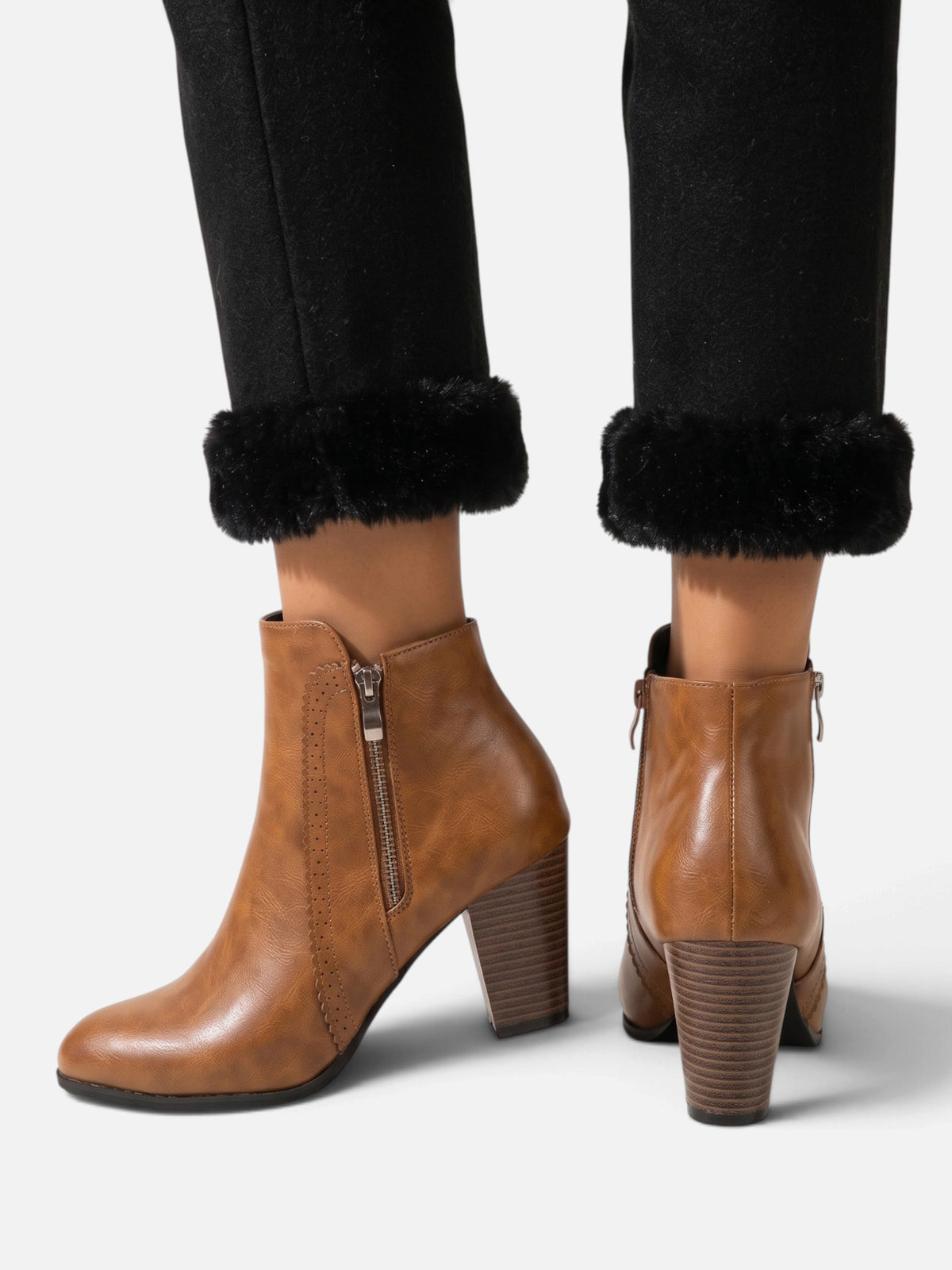 Bottines Femme Cuir Talon Carré Zip Latéral