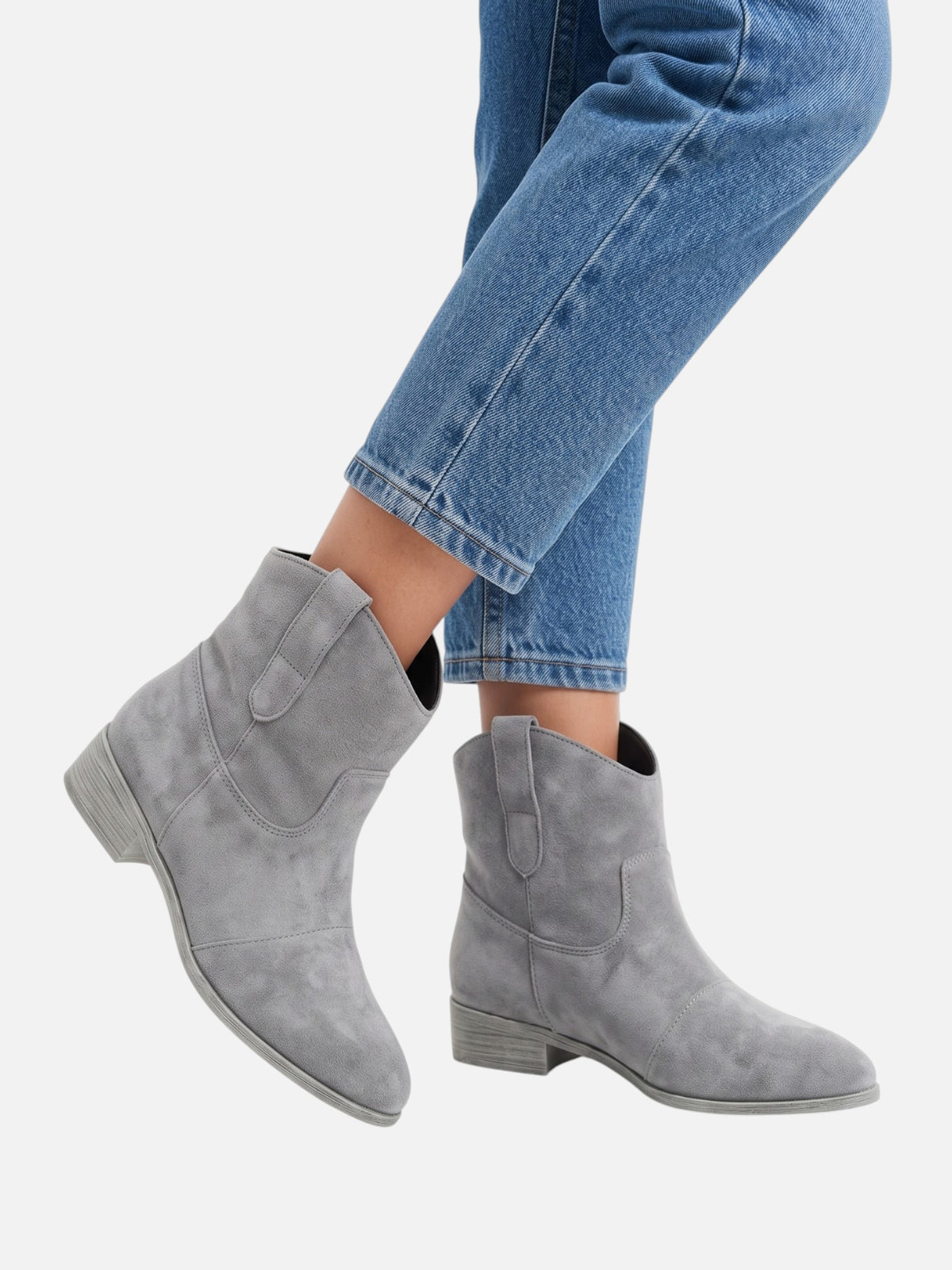 Bottines Femme Western Effet Daim