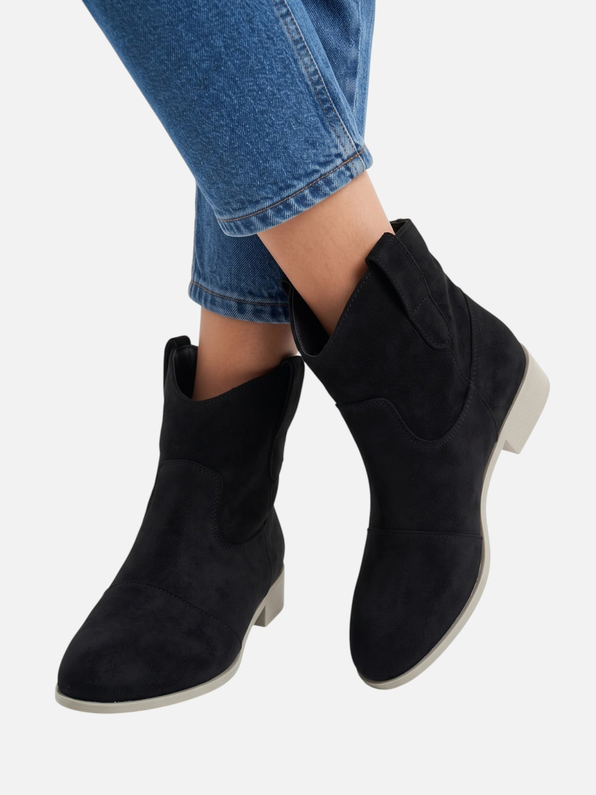 Bottines Femme Western Effet Daim