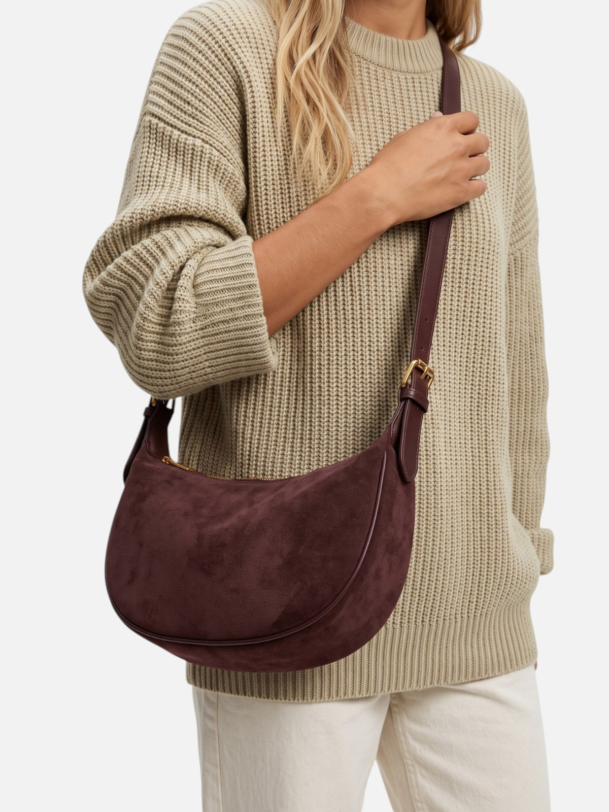 Sac Hobo Femme Suédine Zippé