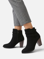Bottines Suédine Femme Talon Bloc Boucle