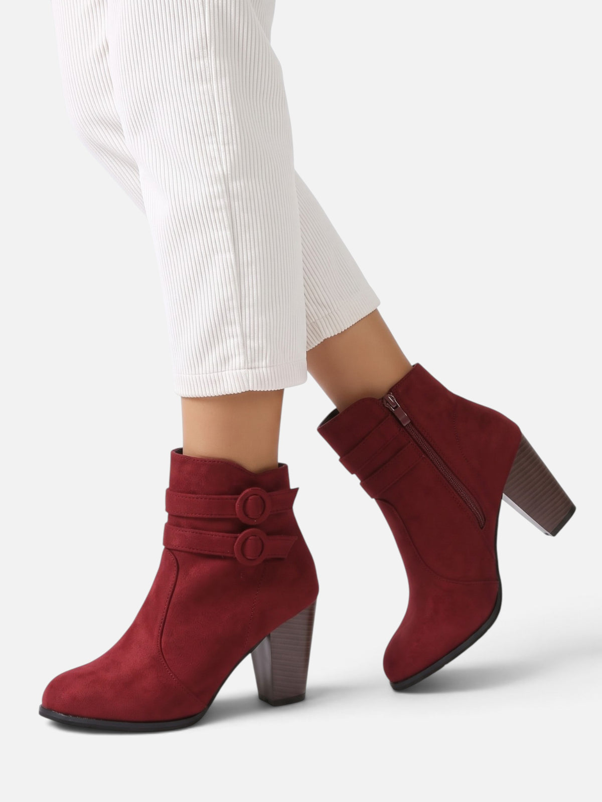Bottines Suédine Femme Talon Bloc Boucle