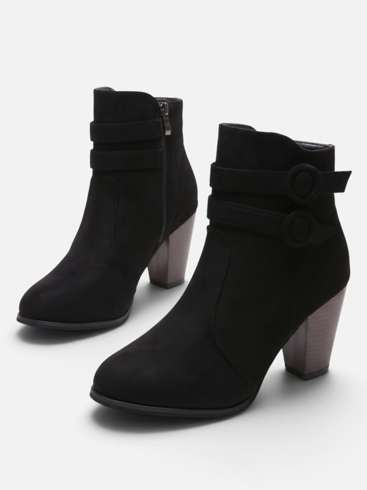 Bottines Suédine Femme Talon Bloc Boucle