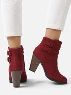 Bottines Suédine Femme Talon Bloc Boucle