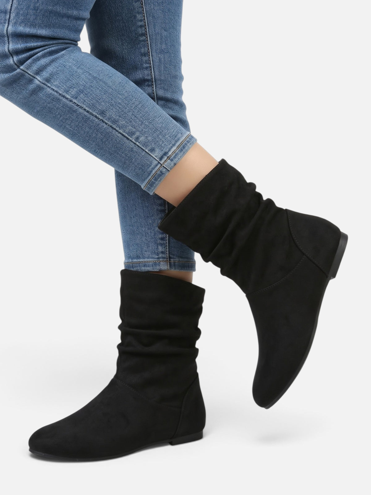 Bottes Suédine Femme Slouchy Mi-Mollet