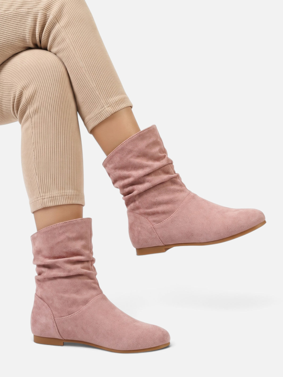 Bottes Suédine Femme Slouchy Mi-Mollet