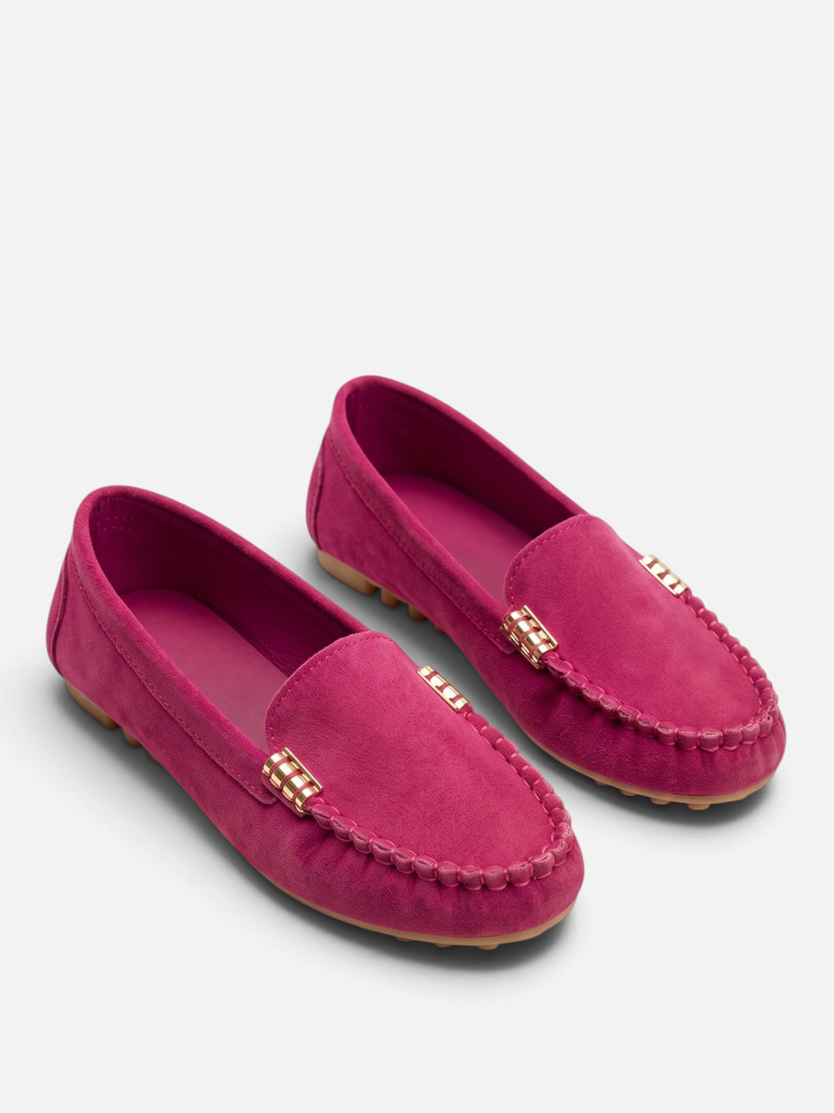 Women's Suede Look Metal Trim Loafers