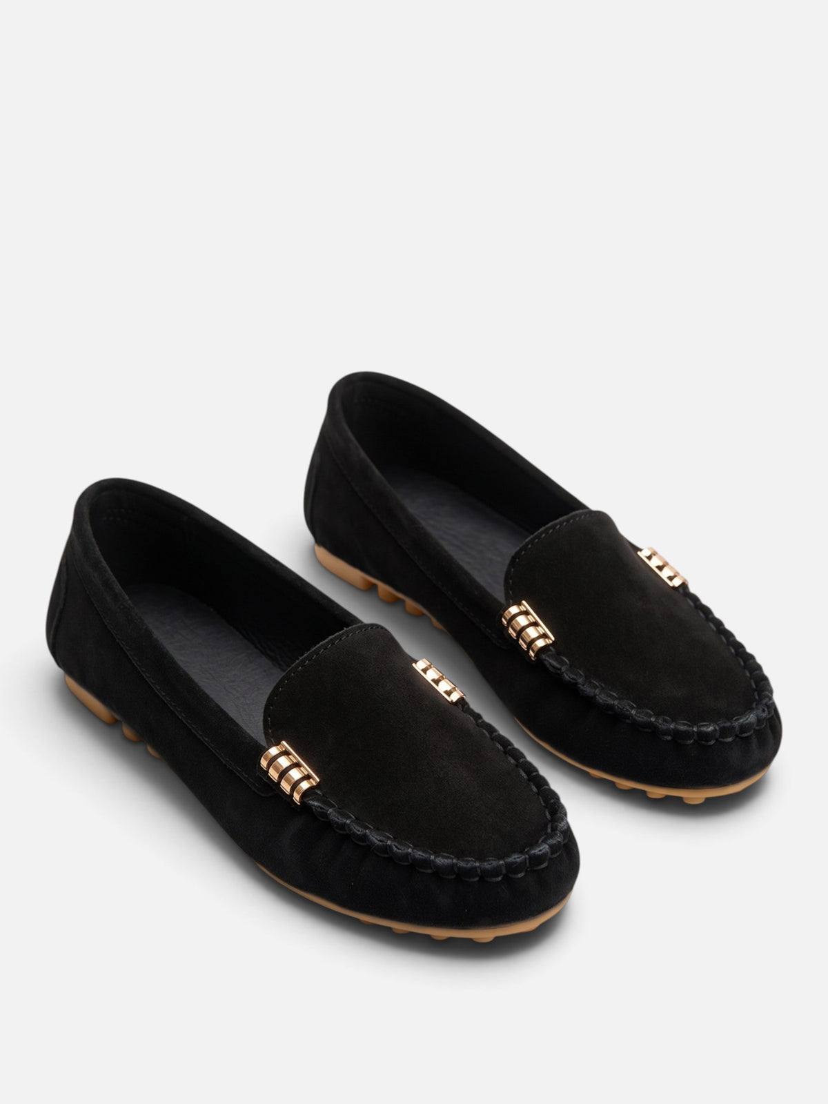 Women's Suede Look Metal Trim Loafers