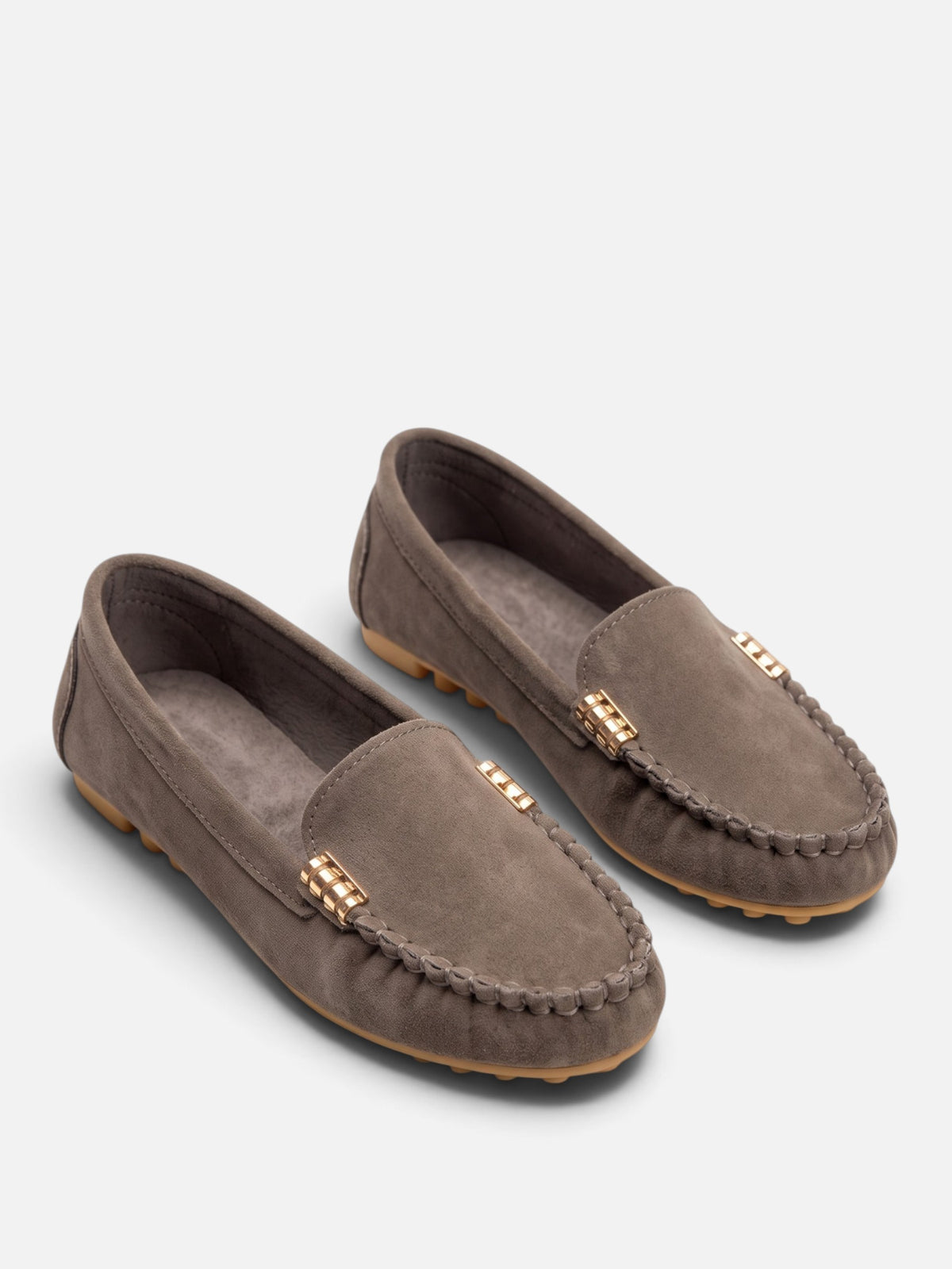 Women's Suede Look Metal Trim Loafers