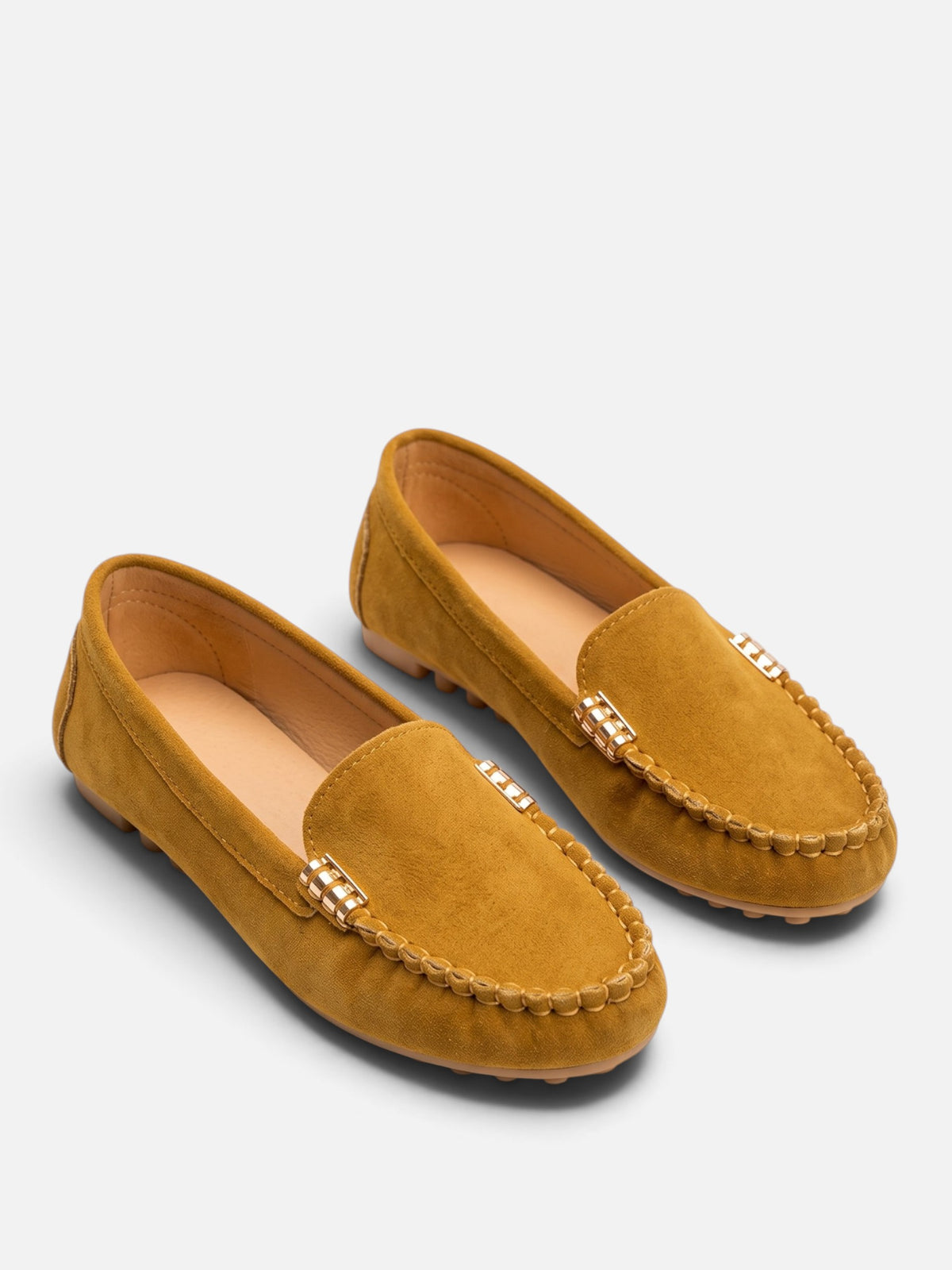 Women's Suede Look Metal Trim Loafers