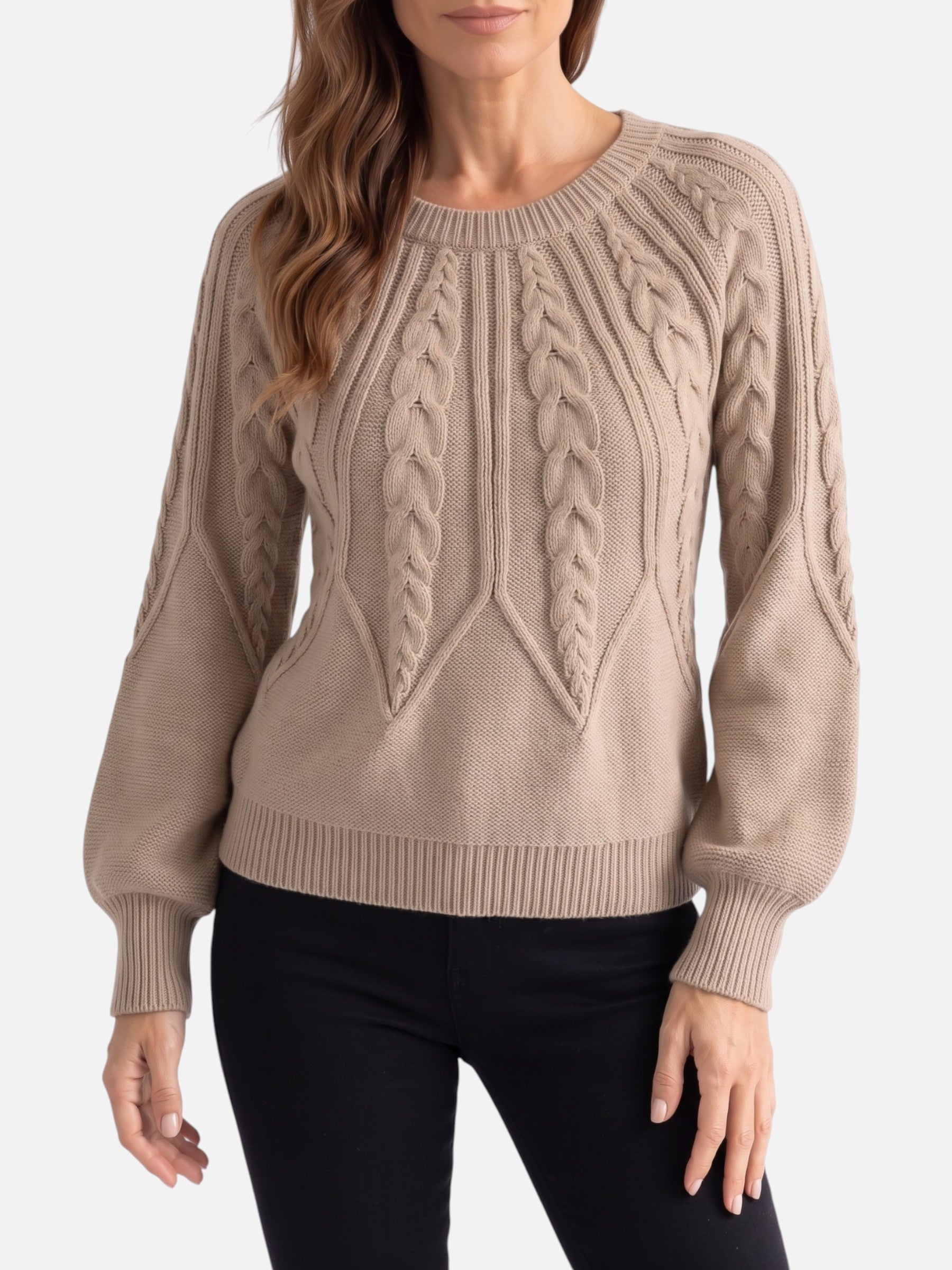 Pull Femme Torsadé Manches Ballon