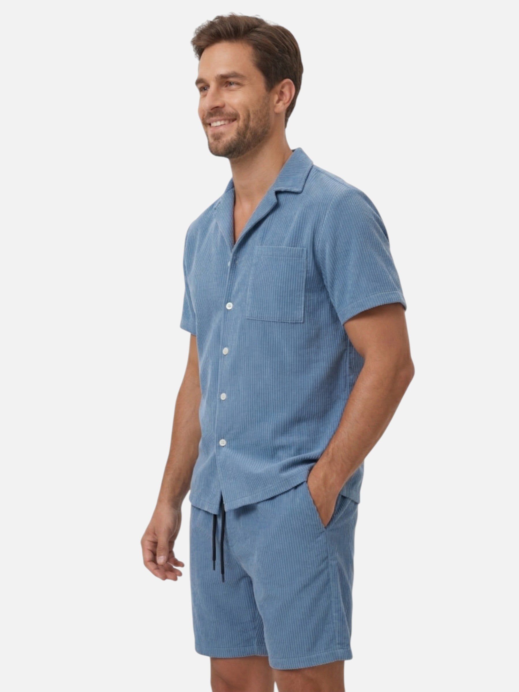 Ensemble d’été homme chemise manches courtes et short texturé