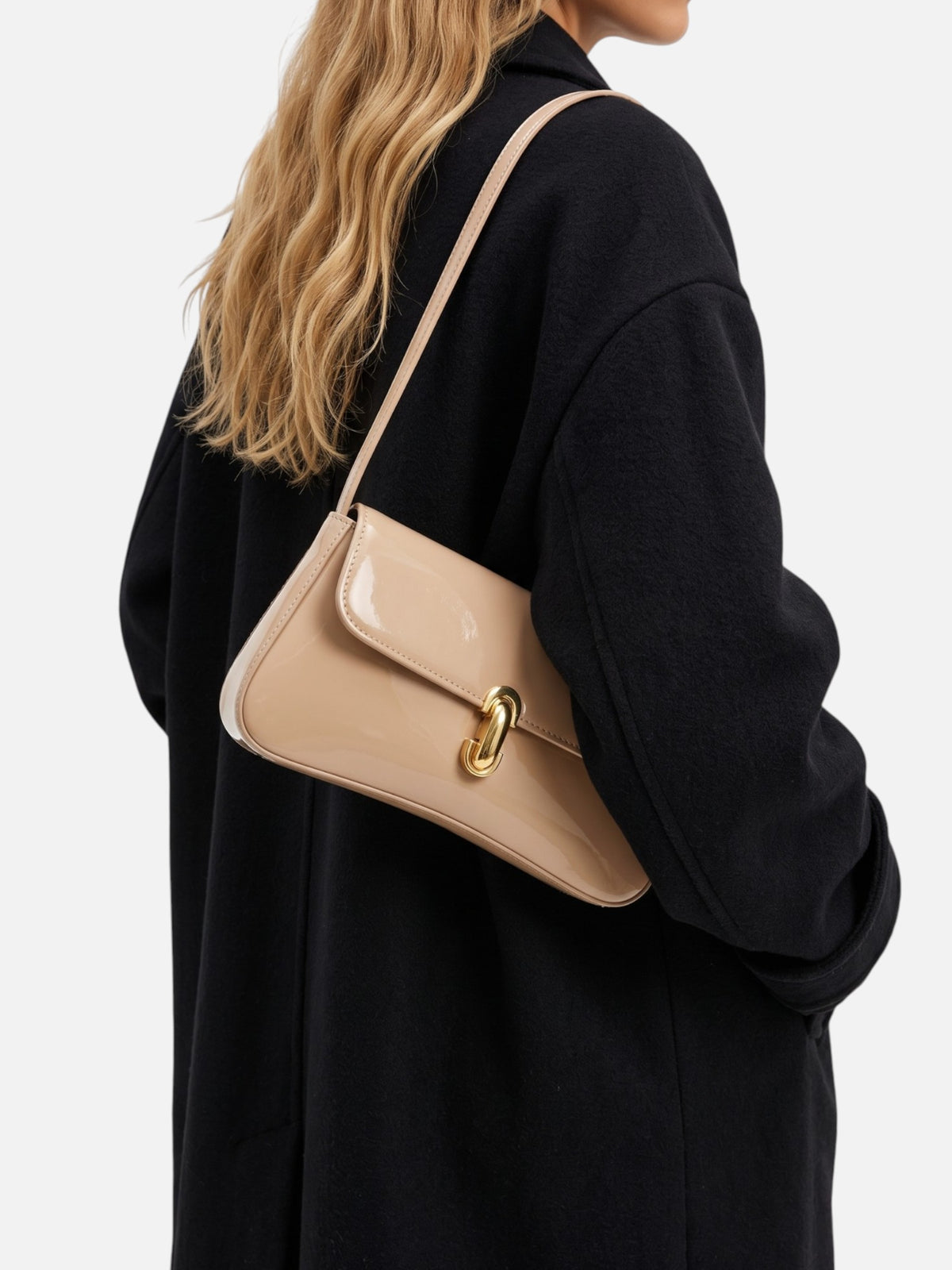 Women's Patent Buckle Detail Shoulder Bag
