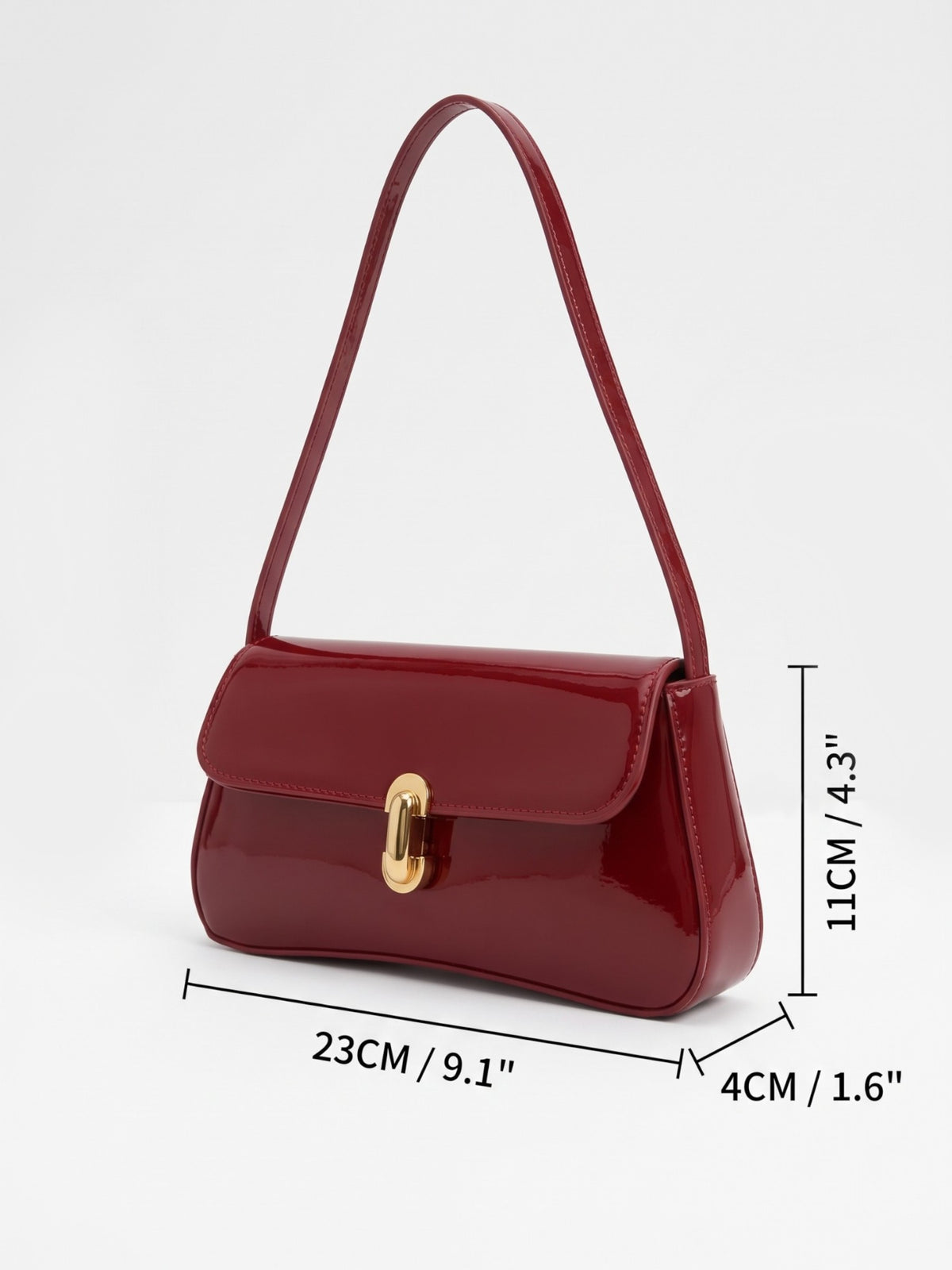 Women's Patent Buckle Detail Shoulder Bag