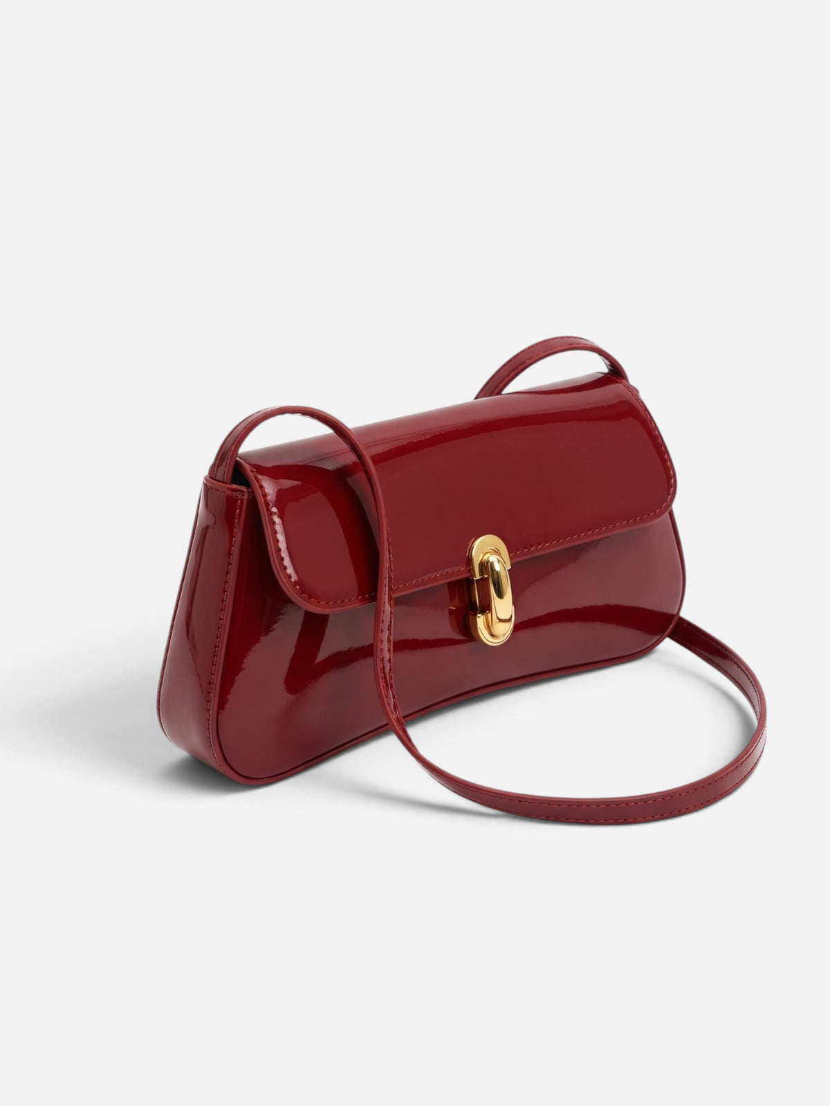 Women's Patent Buckle Detail Shoulder Bag