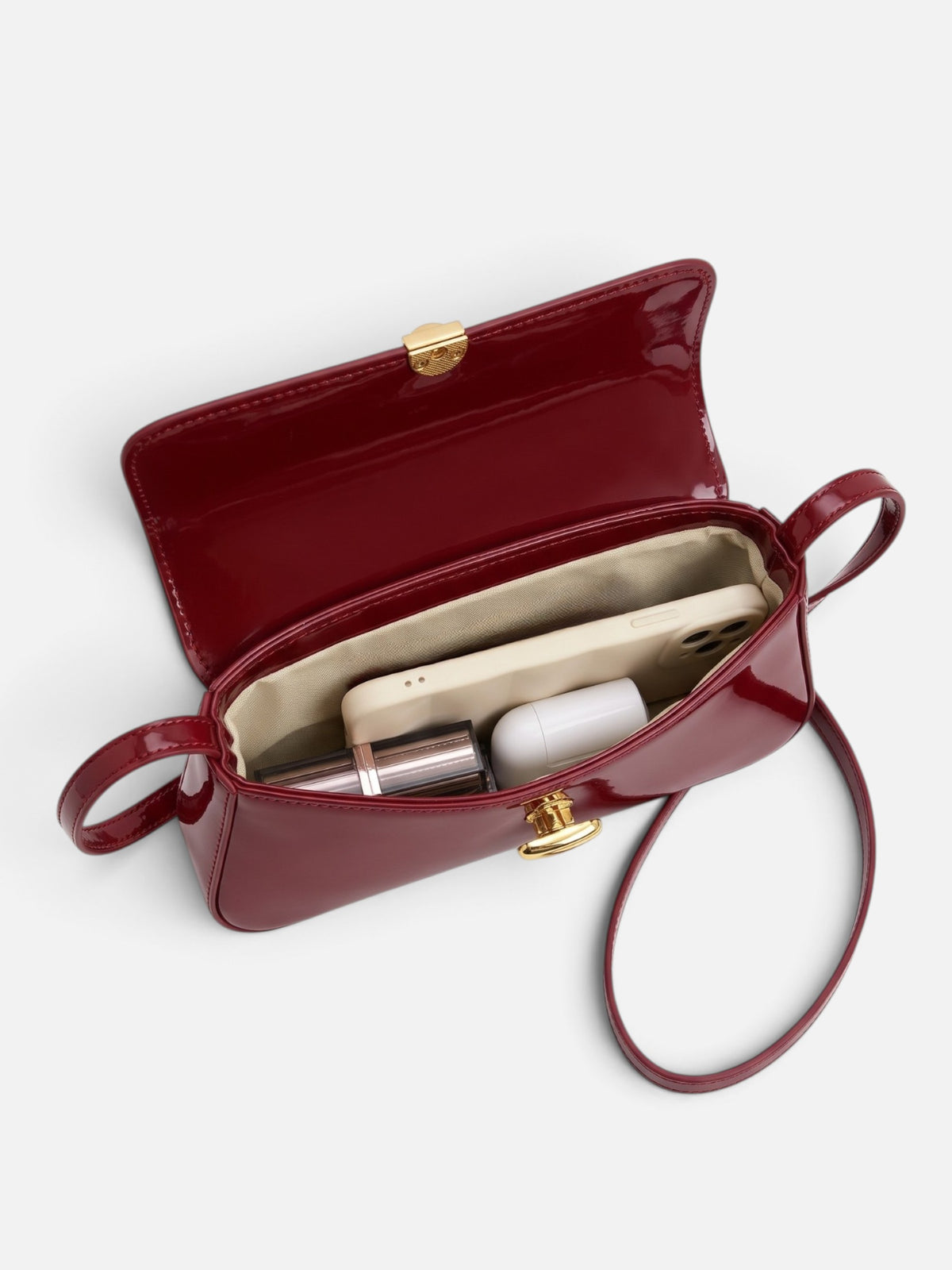 Women's Patent Buckle Detail Shoulder Bag