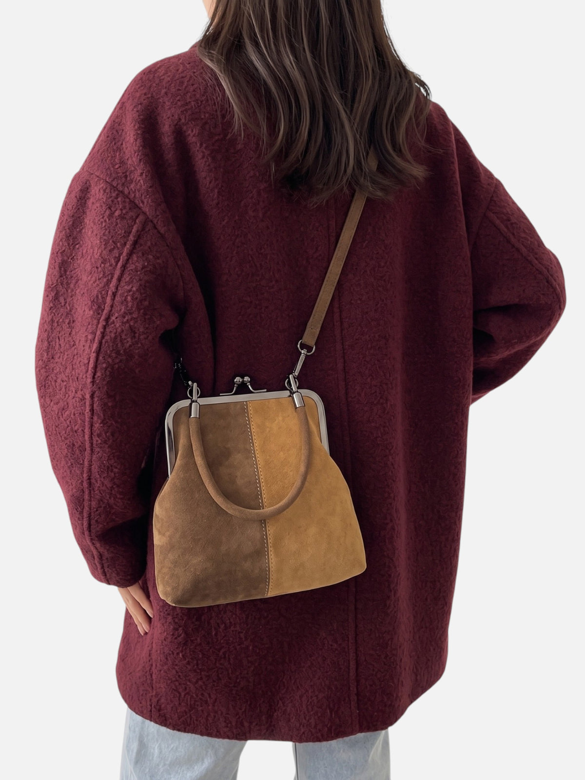 Sac Bandoulière Femme Suédine Fermoir Clic Clac