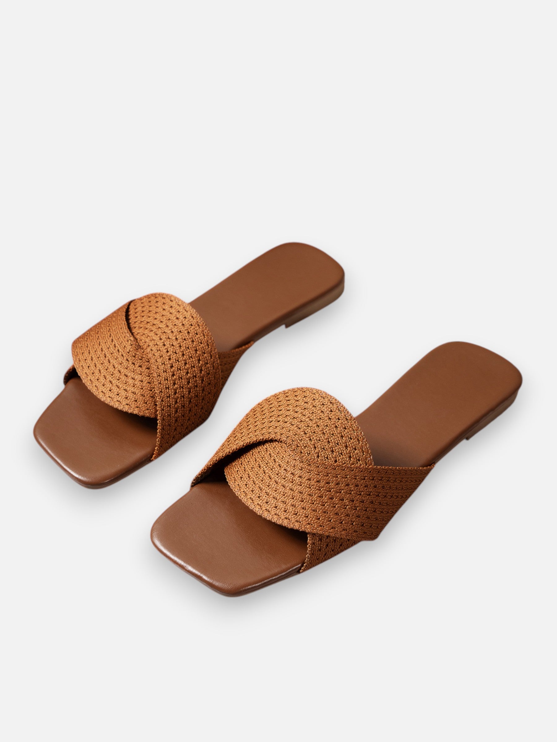 Sandales plates à brides croisées texturées style minimaliste pour femme
