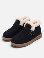 Women's Faux Fur Trim Buckle Ankle Boots