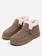 Women's Faux Fur Trim Buckle Ankle Boots