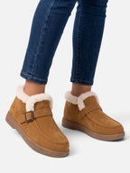 Women's Faux Fur Trim Buckle Ankle Boots