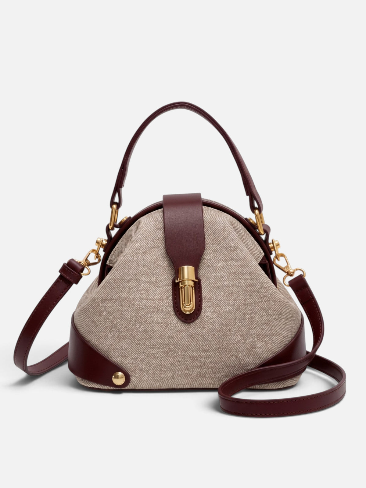 Sac Bandoulière Femme Simili Cuir Bicolore Détail Fermoir