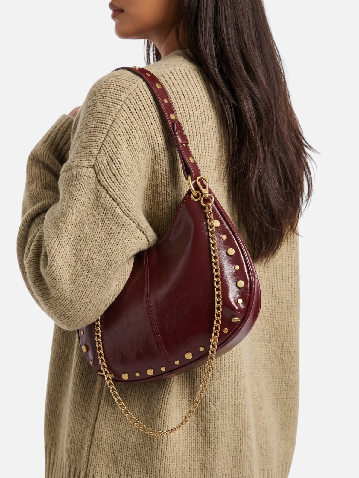 Sac Hobo Femme Simili Cuir Clouté