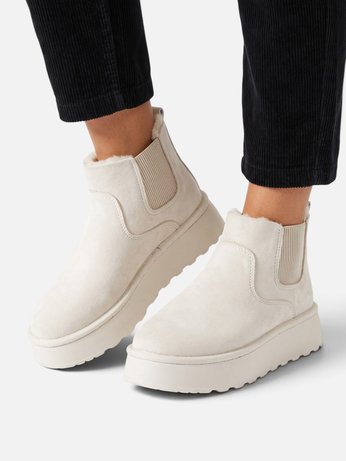 Botines de invierno con plataforma y forro de peluche para mujer
