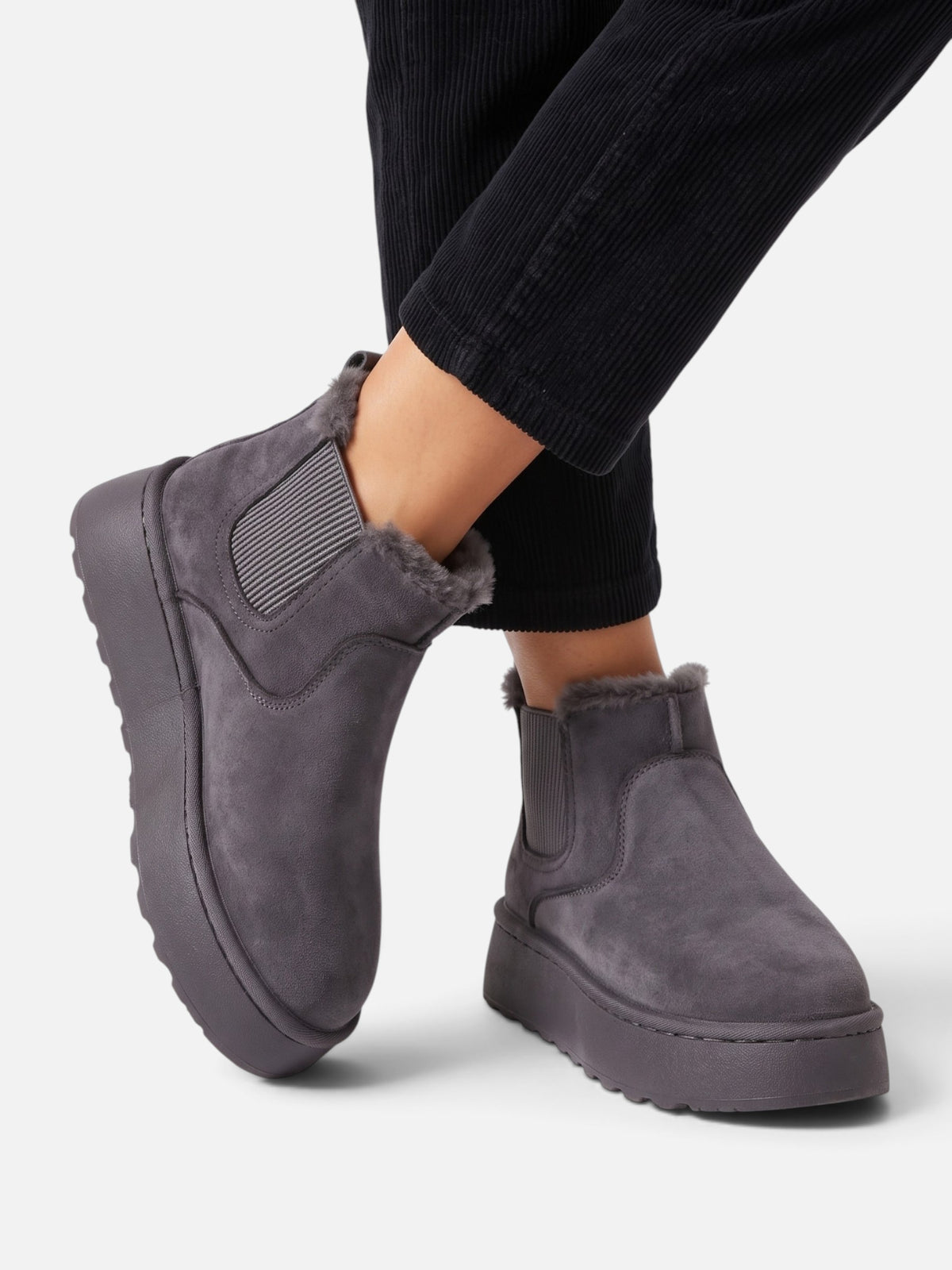 Botines de invierno con plataforma y forro de peluche para mujer