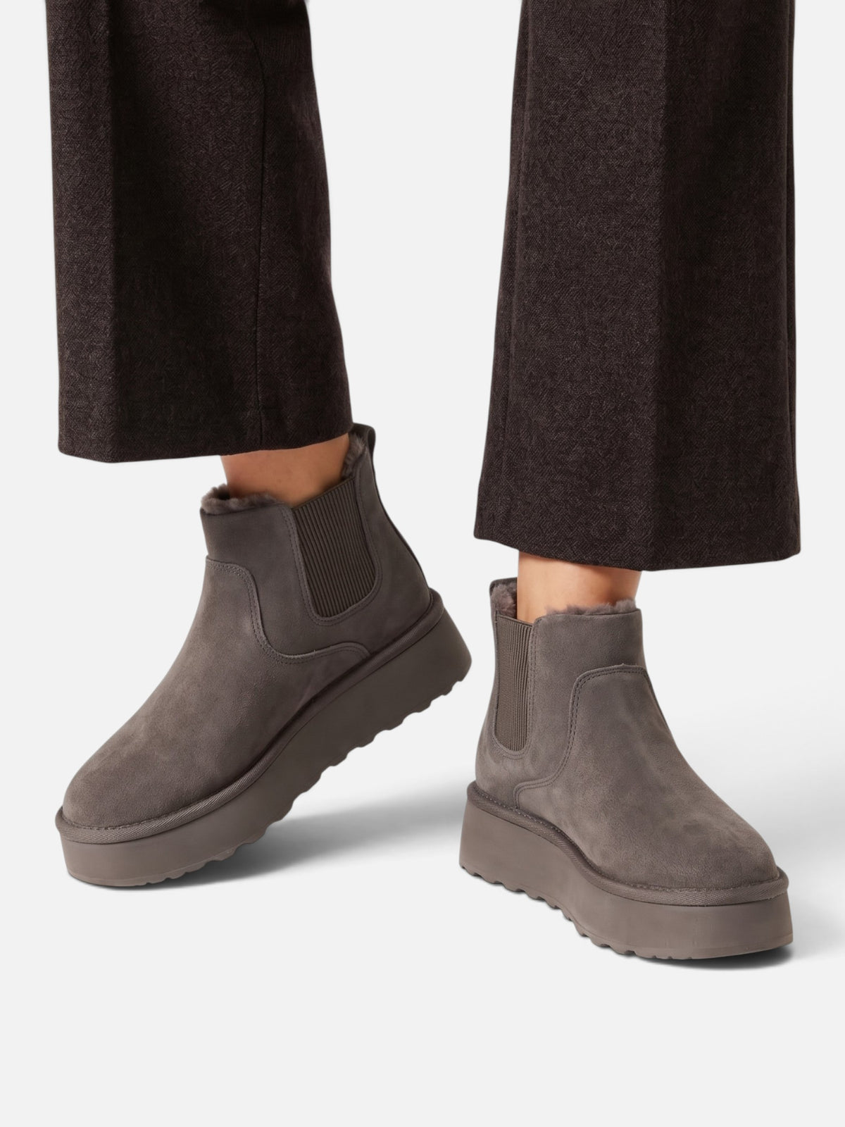 Botines de invierno con plataforma y forro de peluche para mujer