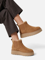 Botines de invierno con plataforma y forro de peluche para mujer