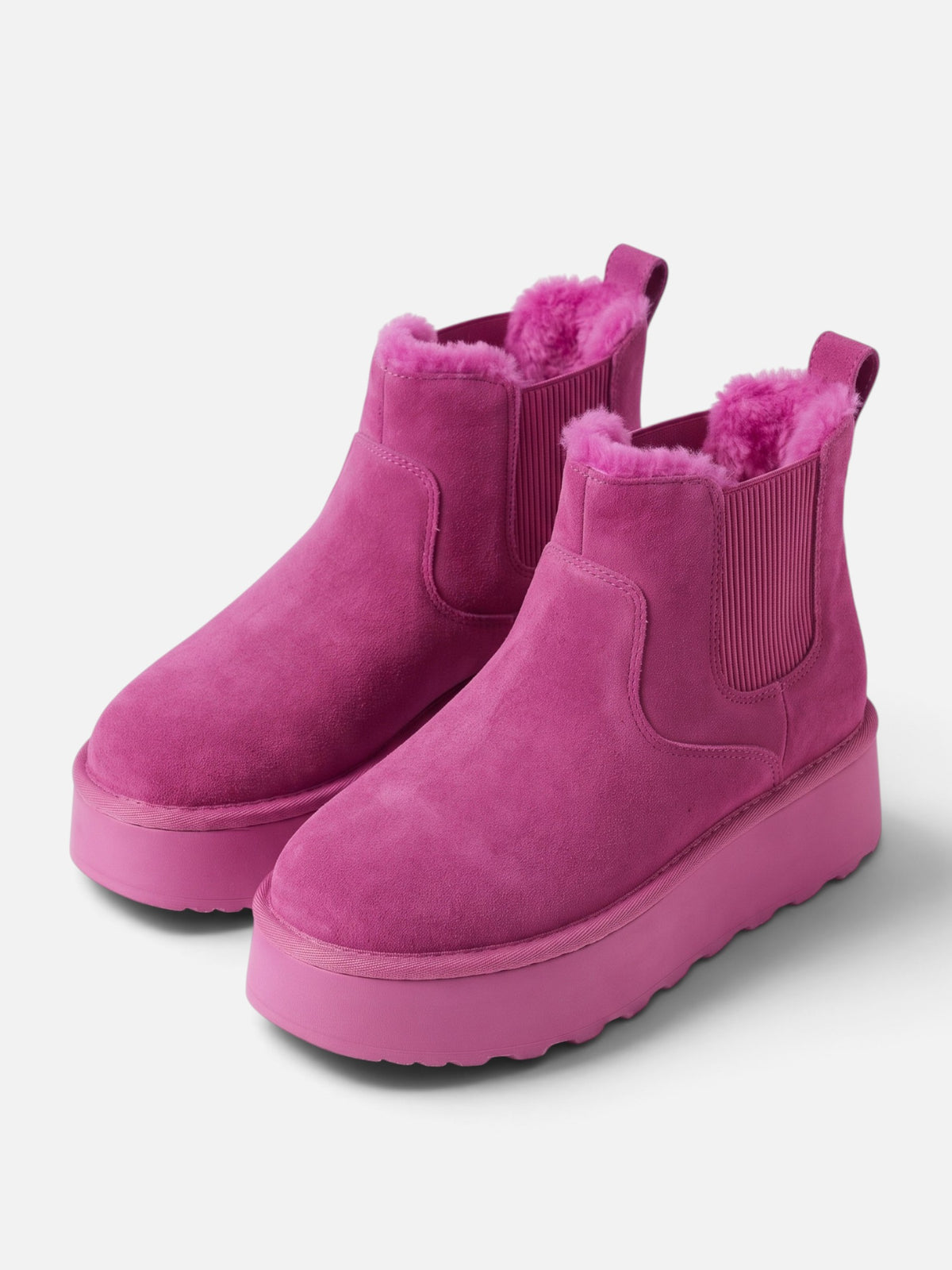 Women's Suede Look Faux Fur Lined Platform Boots