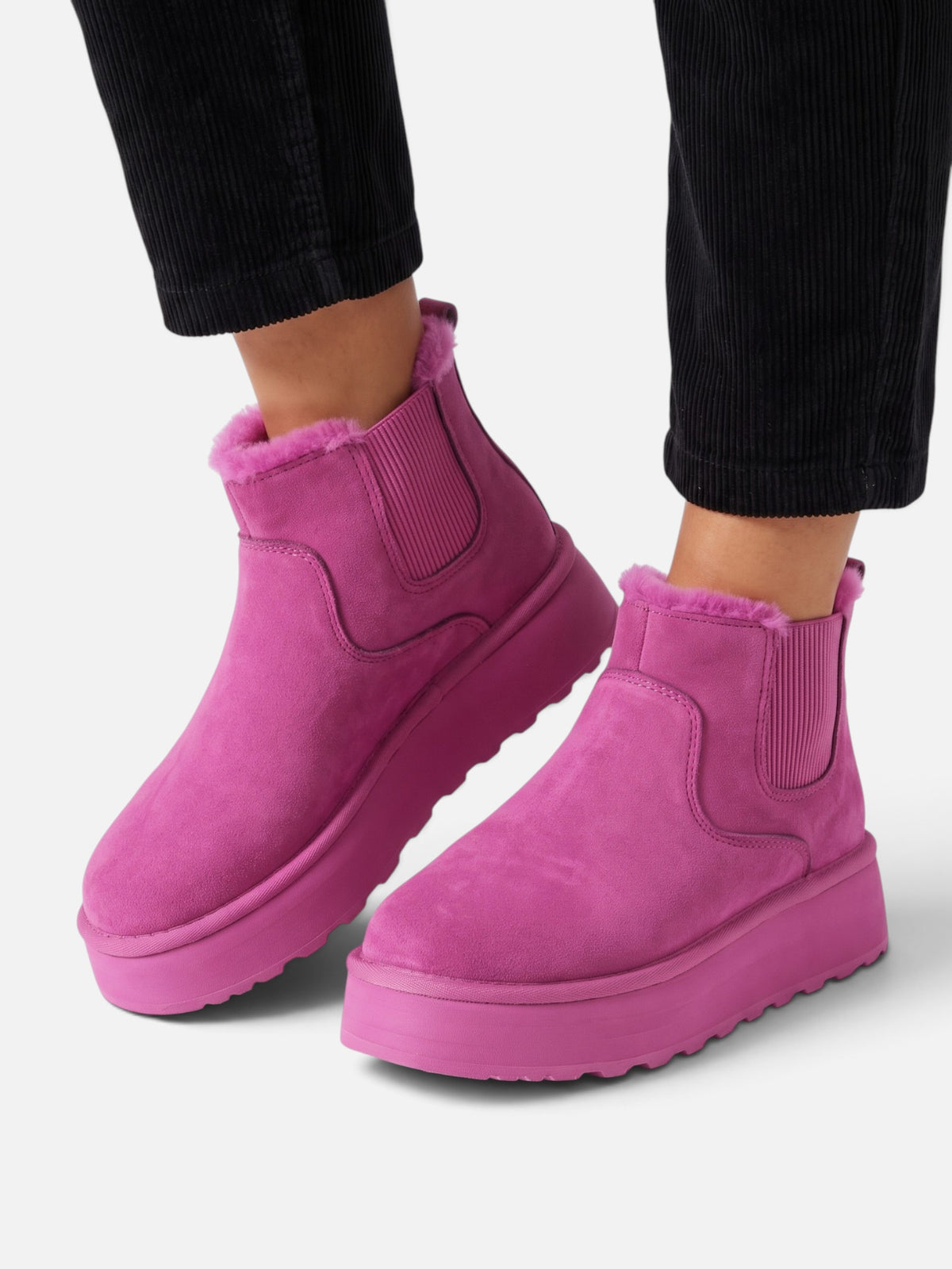 Botines de invierno con plataforma y forro de peluche para mujer