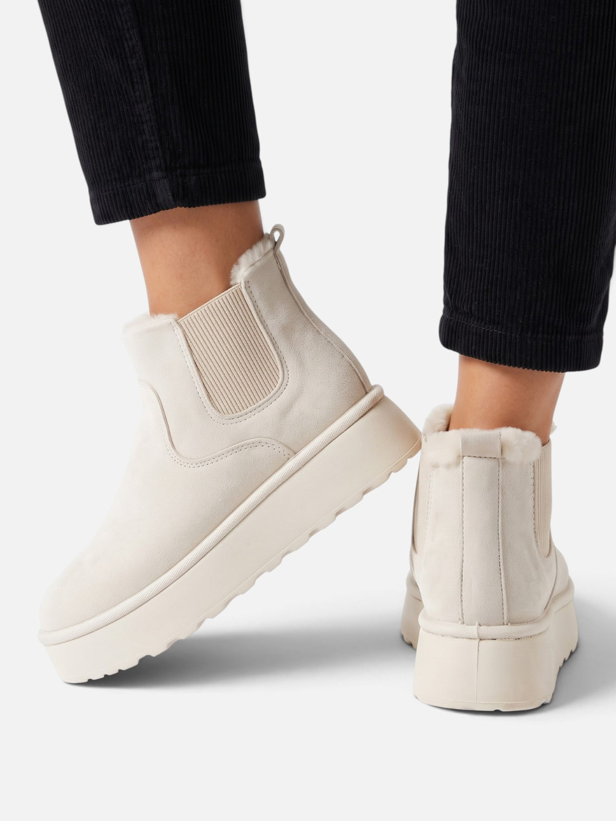 Botines de invierno con plataforma y forro de peluche para mujer