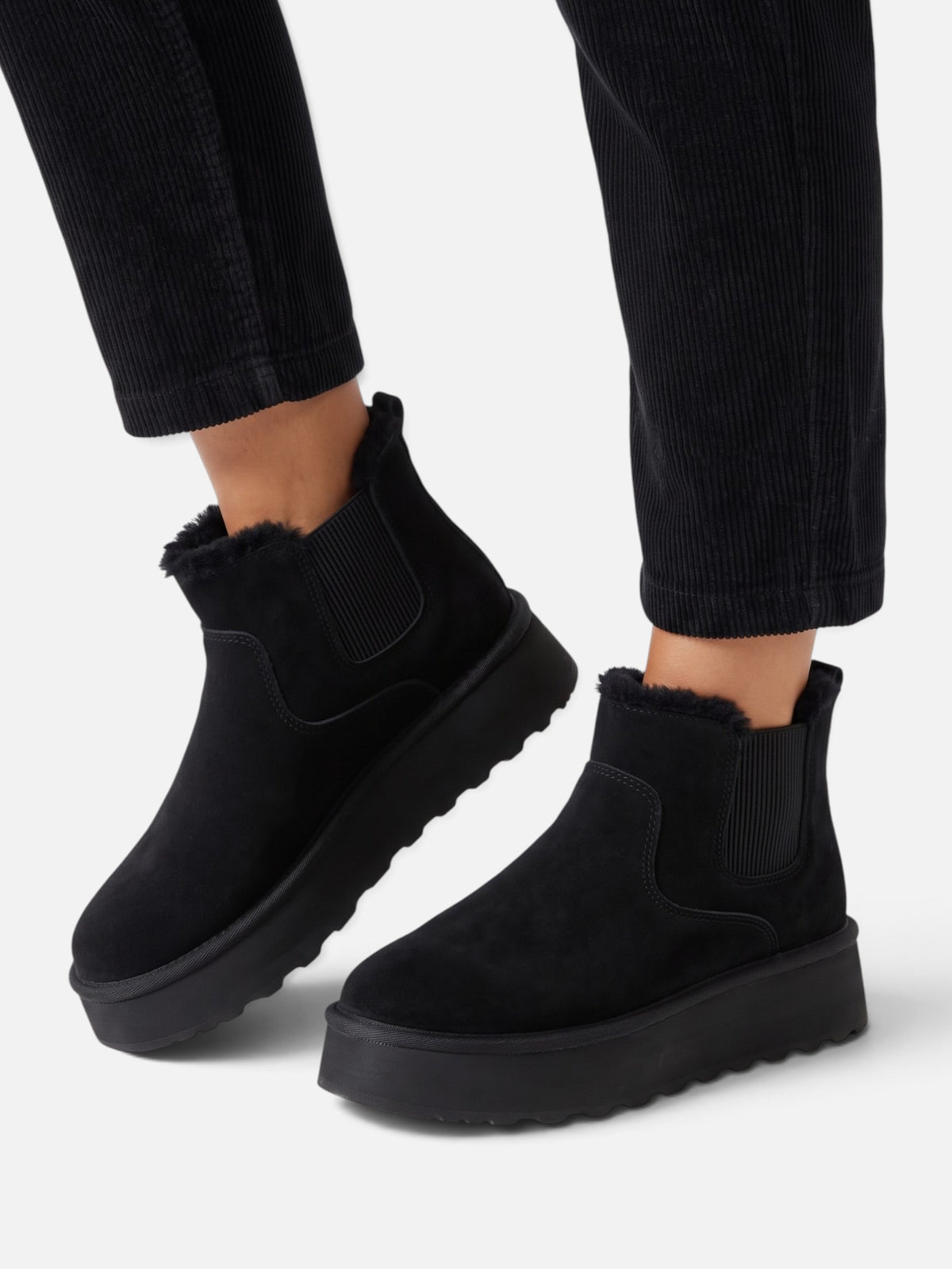 Botines de invierno con plataforma y forro de peluche para mujer