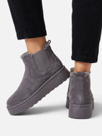 Botines de invierno con plataforma y forro de peluche para mujer