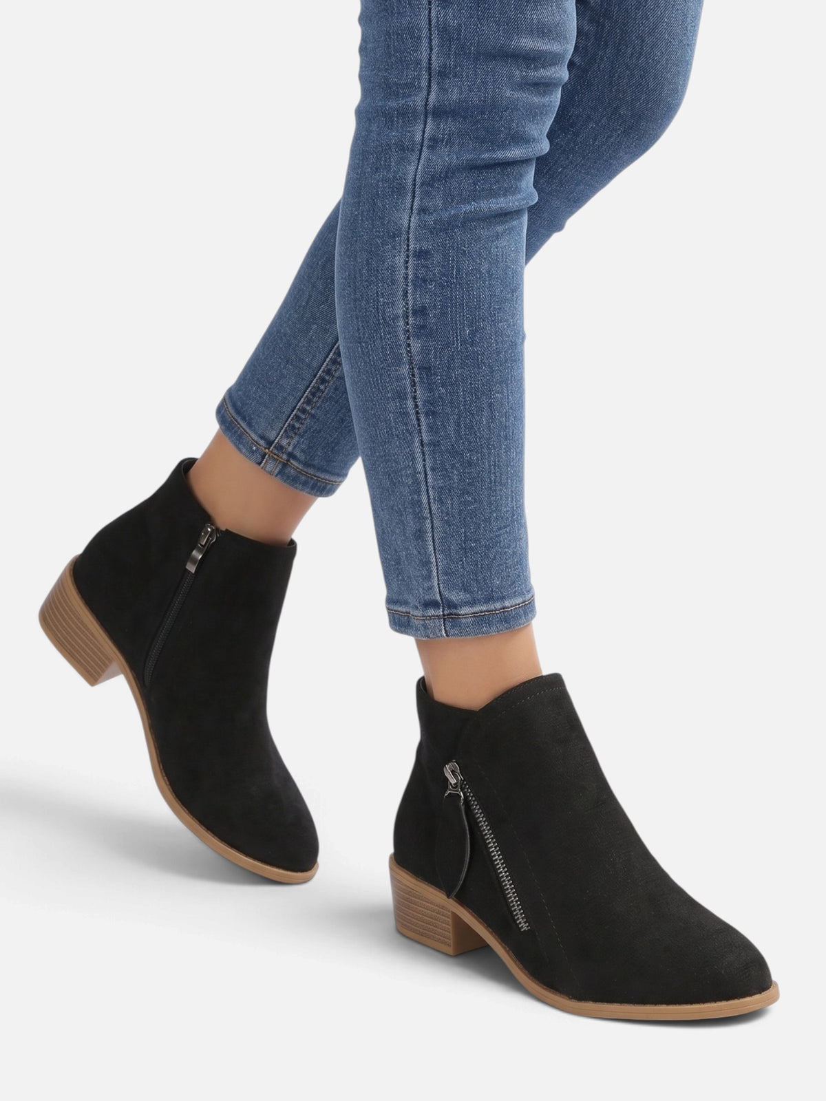 Women’s Pointed Toe Double Side Zip Ankle Boots