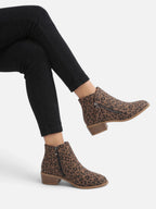Women’s Leopard Print Double Zip Ankle Boots