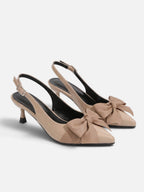 Women’s Satin Bow Pointed Toe Slingback Heels