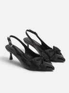 Women’s Satin Bow Pointed Toe Slingback Heels