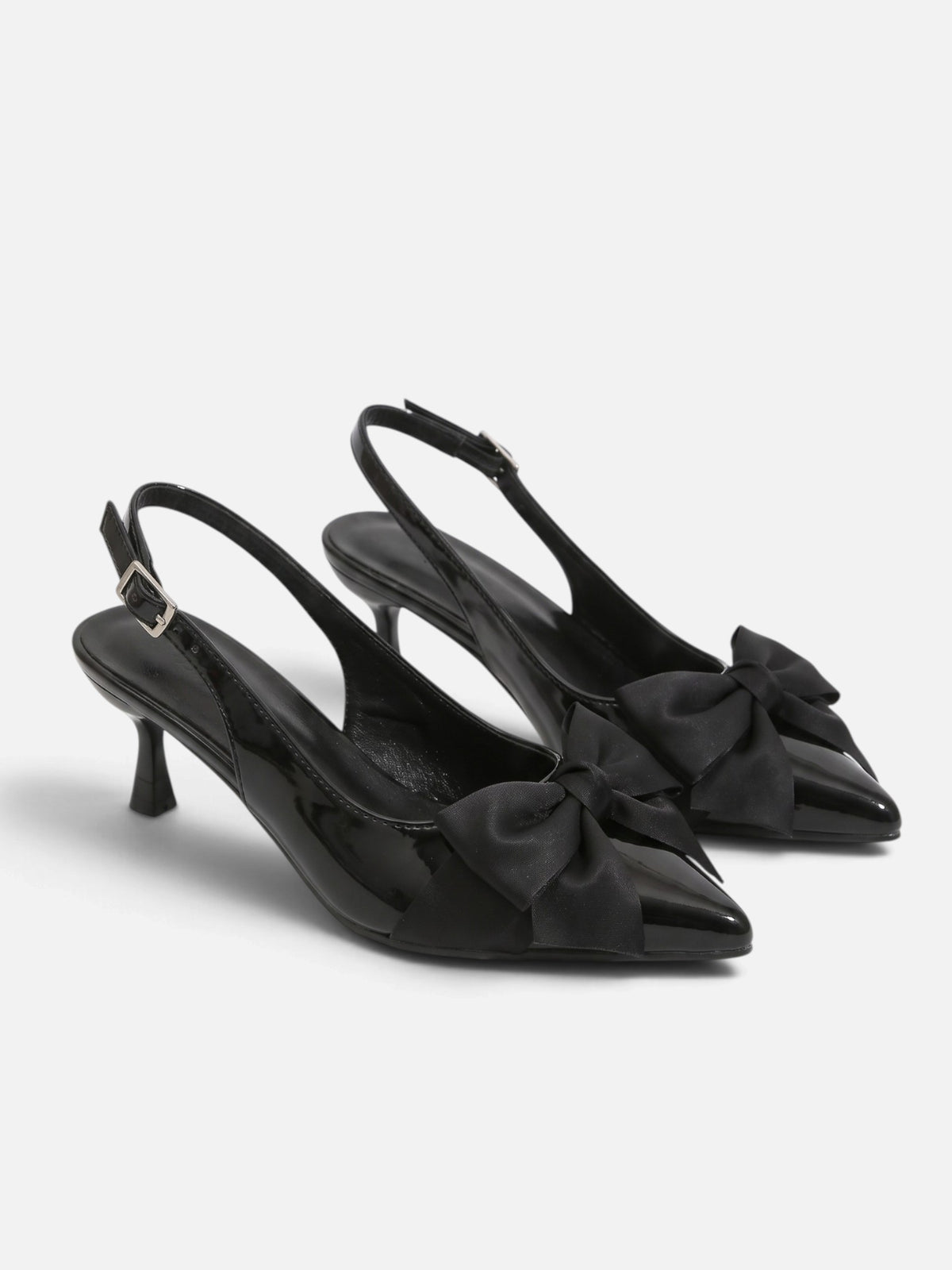 Women’s Satin Bow Pointed Toe Slingback Heels