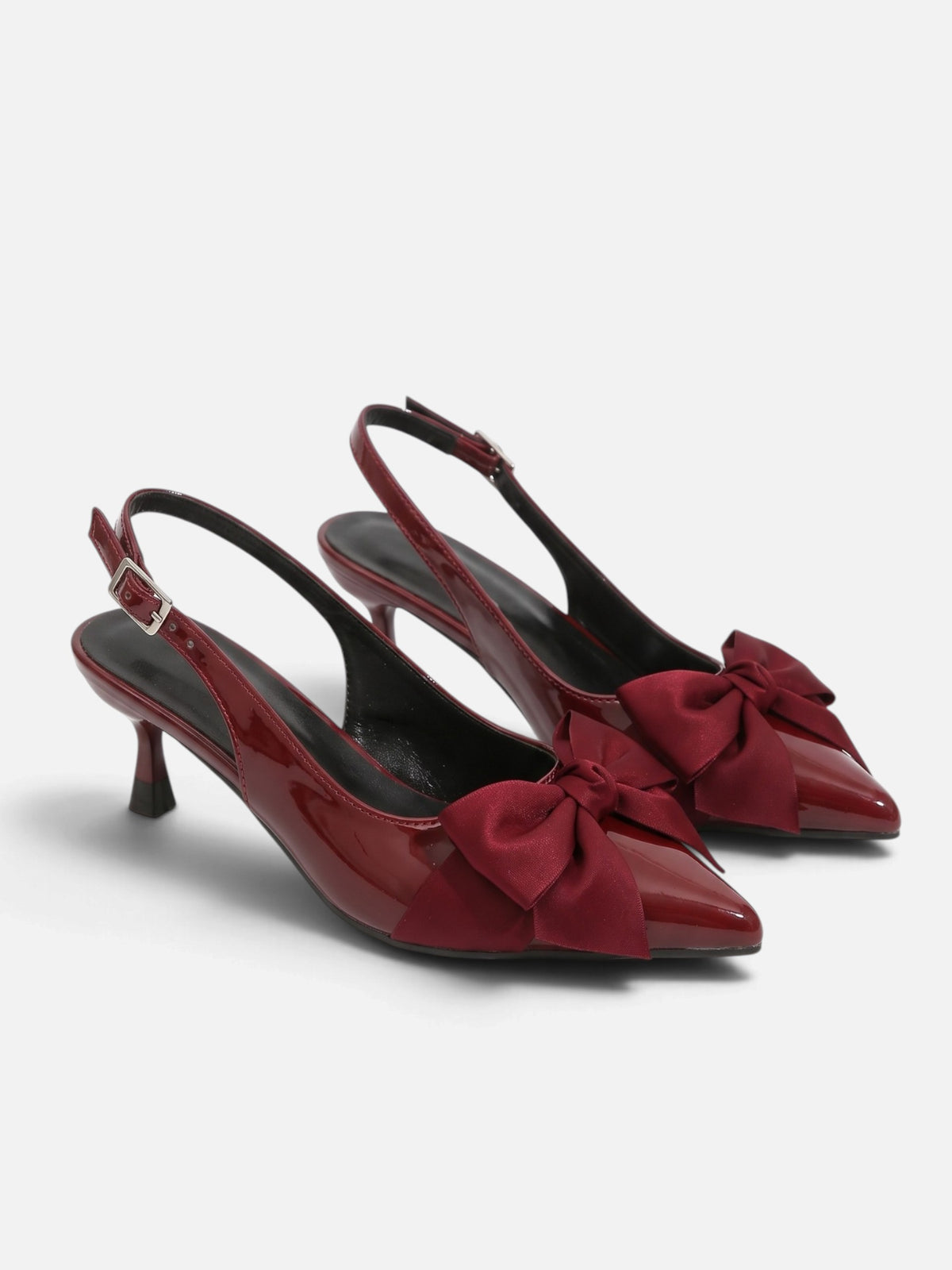 Women’s Satin Bow Pointed Toe Slingback Heels