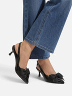 Women’s Satin Bow Pointed Toe Slingback Heels