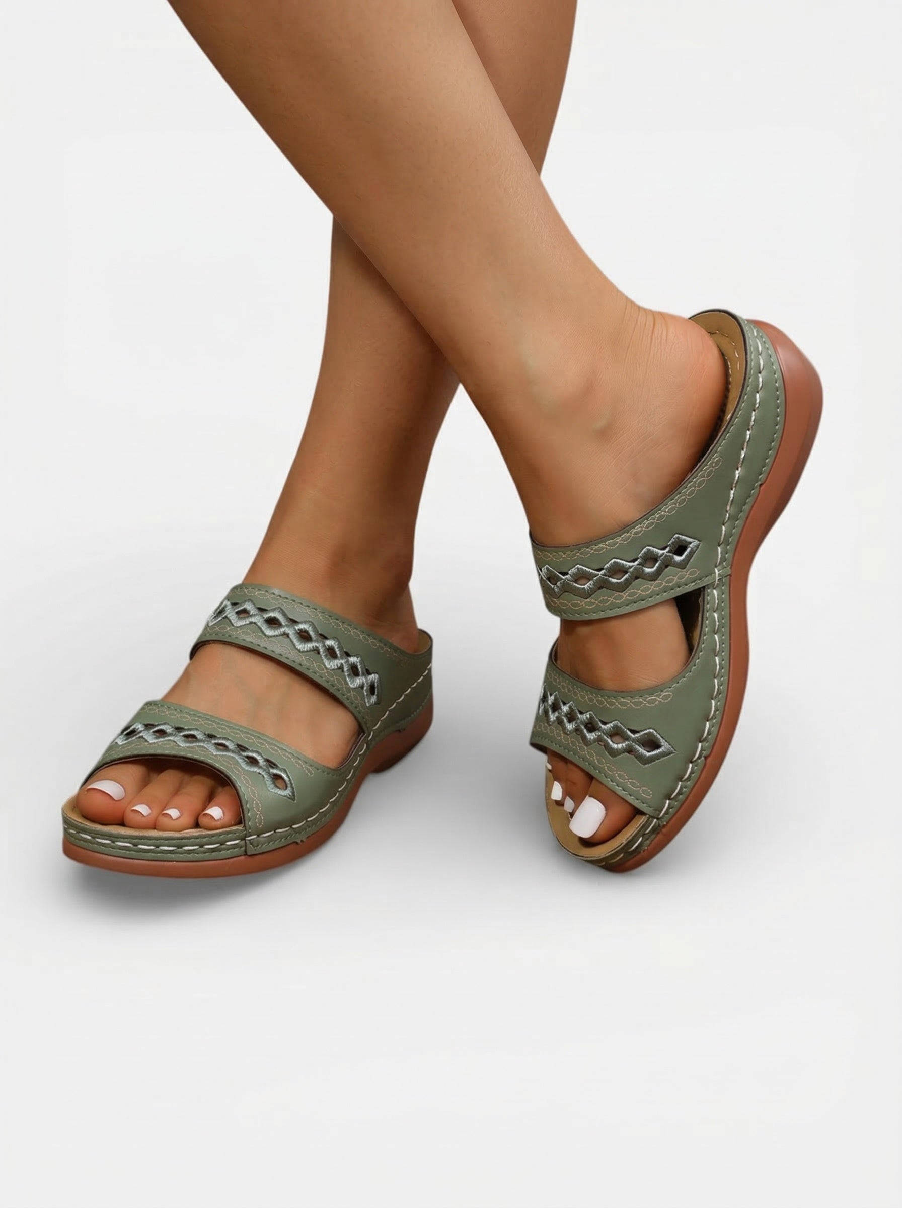 Women's summer double-strap sandals with openwork pattern