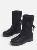 Bottes Mi-Mollet Femme Suédine Revers Maille Zip Latéral