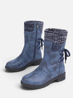 Bottes Mi-Mollet Femme Suédine Revers Maille Zip Latéral