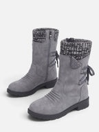 Bottes Mi-Mollet Femme Suédine Revers Maille Zip Latéral